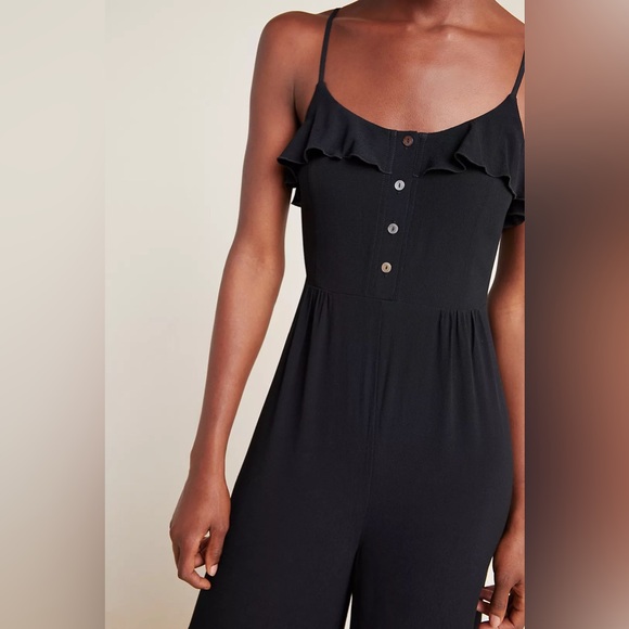 Kachel x Anthropologie Ruffled Jumpsuit Wide Leg in Black - Picture 2 of 13